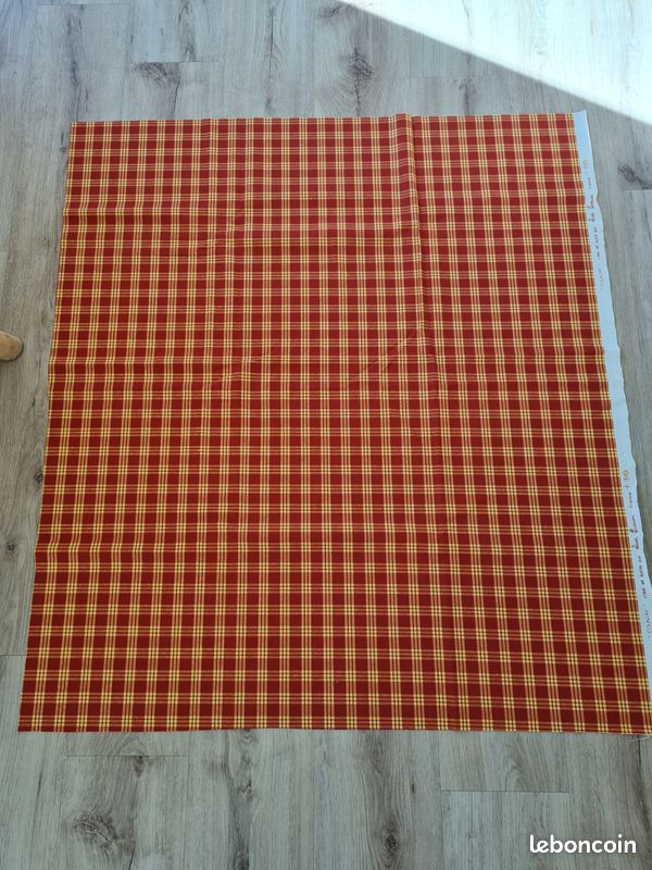 Coupon De Tissu Velours à Carreaux - Neuf - Pour Couture Ou Décoration