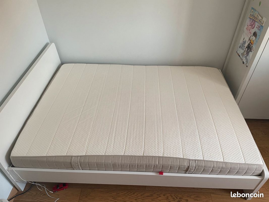Lit double IKEA complet cadre+sommier+matelas (image 2)