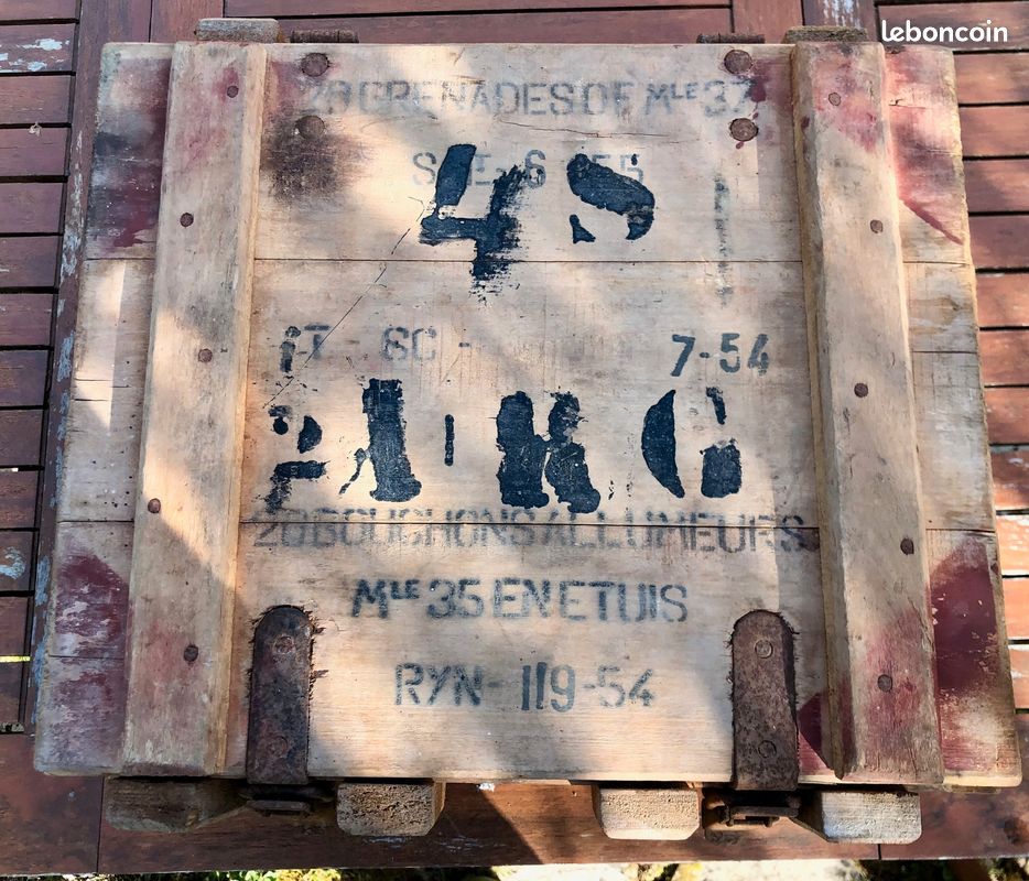 Ancienne Caisse Munition Bois Parachutiste 1954 - Déco Indus / Militaria (image 5)