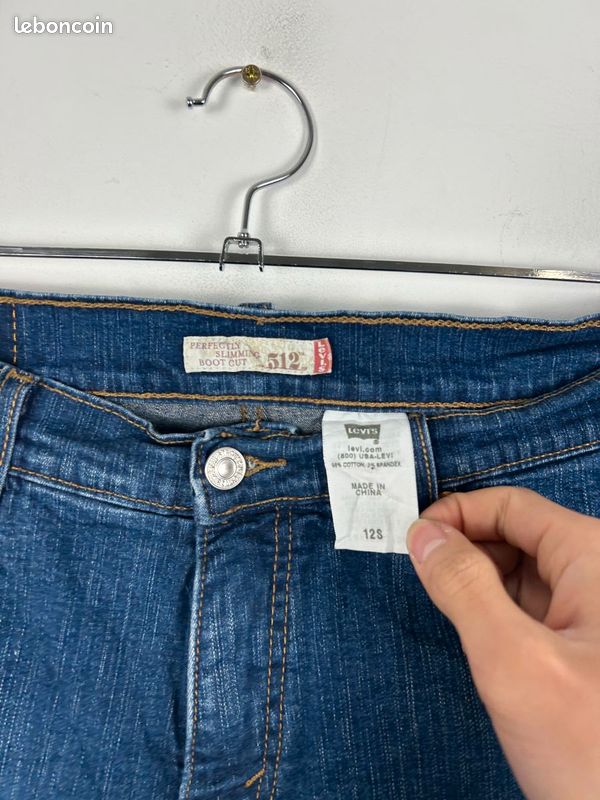 Jeans Levi's 512 Perfectly Minceur - Coupe Boot - Taille 8 M - Contrôle Ventre Caché - Occasion TB