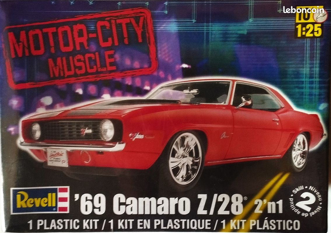 Maquette plastique CAMARO Z/28, 1969, version 2 en 1 - 1/25 - REVELL/MONOGRAM n° 85-2148 (image 1)
