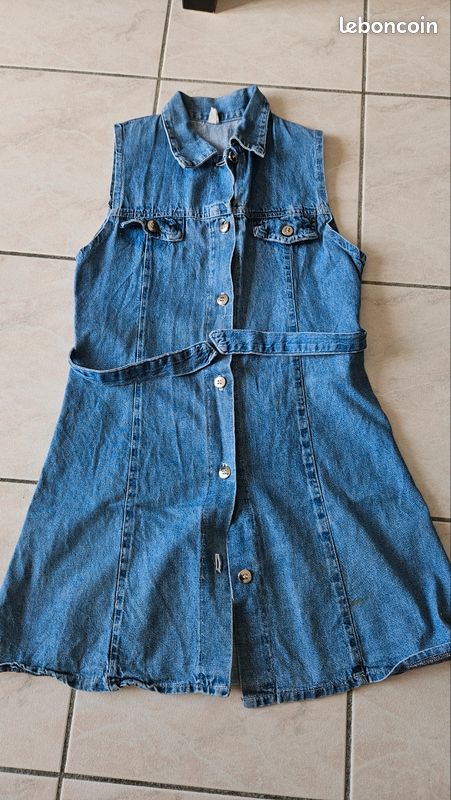 Robe En Denim à Volants Vertbaudet Pour Fille - 100% Coton, Dos Boutonné, Coupe évasée