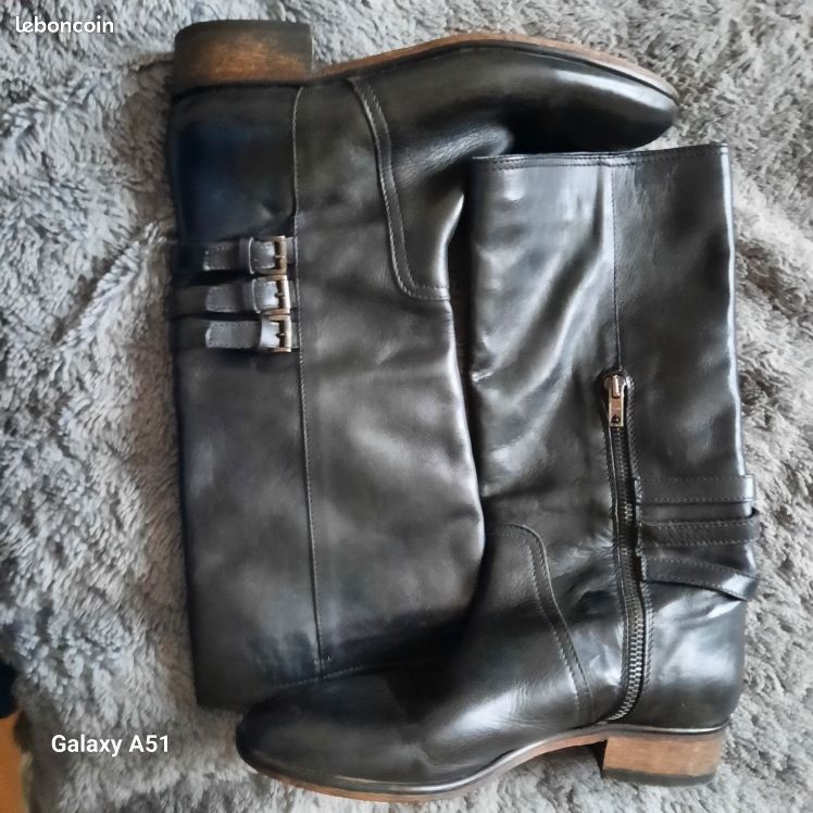 Bottes cavalières cuir souple couleur marron taille 371/2 impecable (image 7)