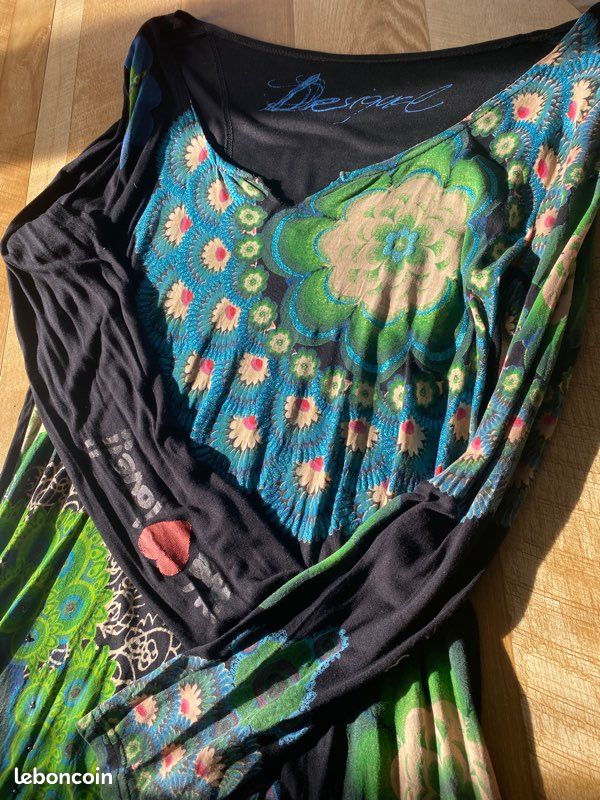 Haut Tunique Femme Desigual - Taille XL (42) - Multicouleur En Coton - Manches Longues - Occasion Très Bon État