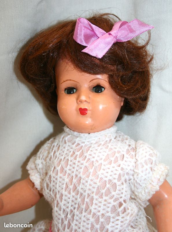 Poupée Vintage Années 50 En Rhodoid – 32cm – Yeux Dormeurs – Collection, Pièce Rare