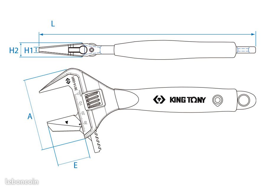 Clé à Molette à écrou Latéral Métrique 38.1 Mm - KING TONY - Tracto Pieces