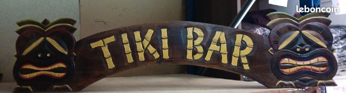 Planche Tiki bar 100 cm en bois d albesia deux tetes (image 1)