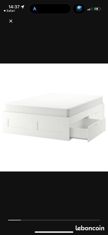 Lit IKEA BRIMNES + Matelas IKEA ABYGDA – 140x200 – Très bon état (image 6)