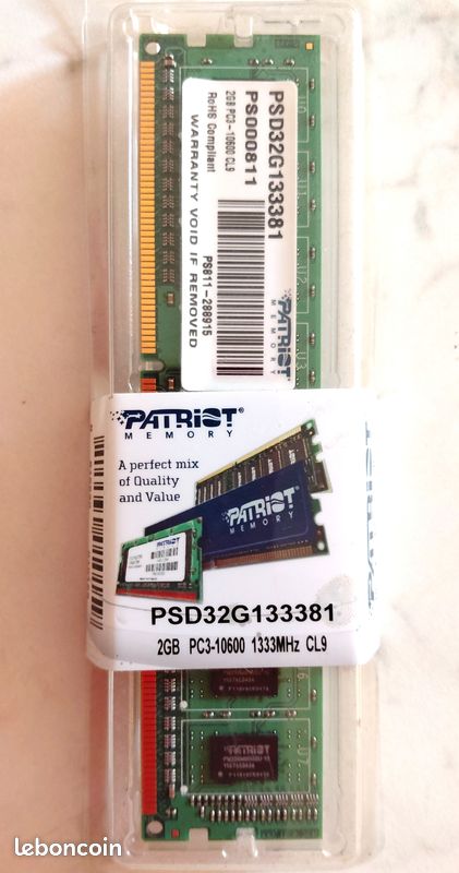 Barrette RAM Patriot Signature 2Go DDR3 1333MHz PC3-10600 DIMM (image 1)