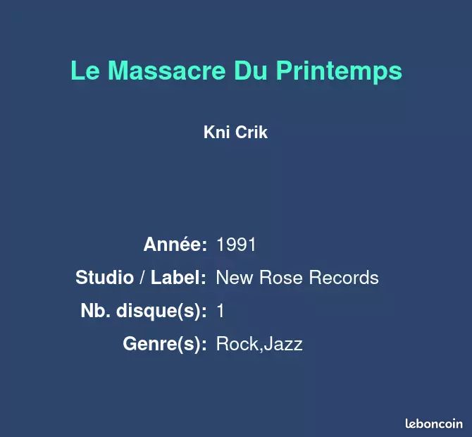 Le Massacre Du Printemps - Kni Crik (image 2)