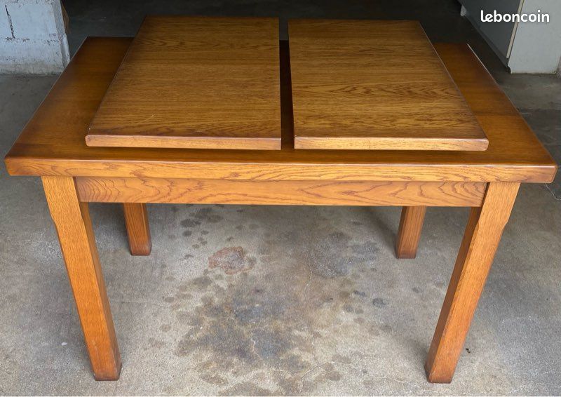 Lot table de salle à manger en chêne massif + 4 chaises et 2 tabourets (image 4)