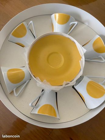 6 Tasses à Café 'Pollen Rose' Par Deshoulières - Service De 6 Tasses Neuves