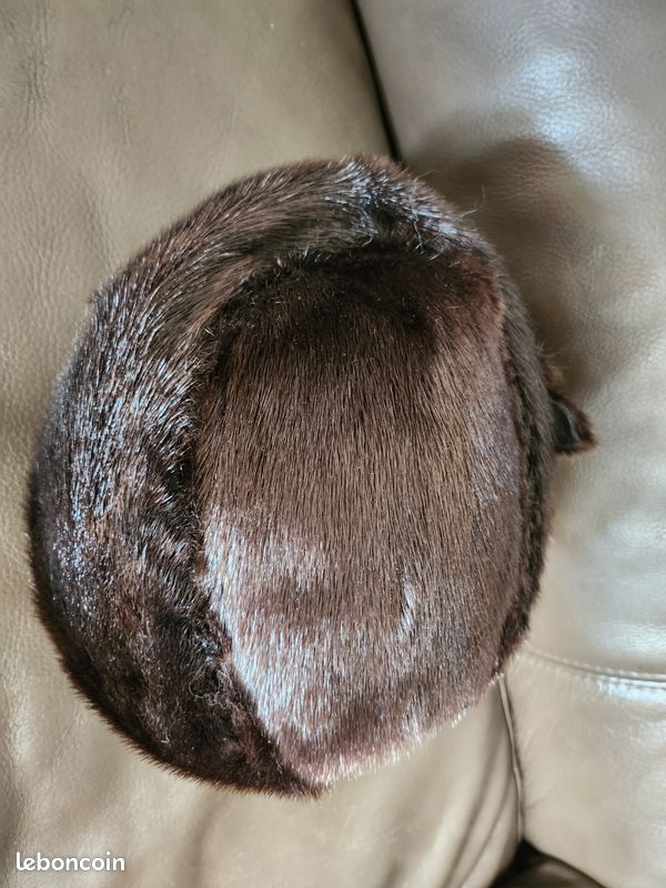 Toque/Chapeau En Fourrure De Vison Brun - Vintage, Taille Unique (Occasion)