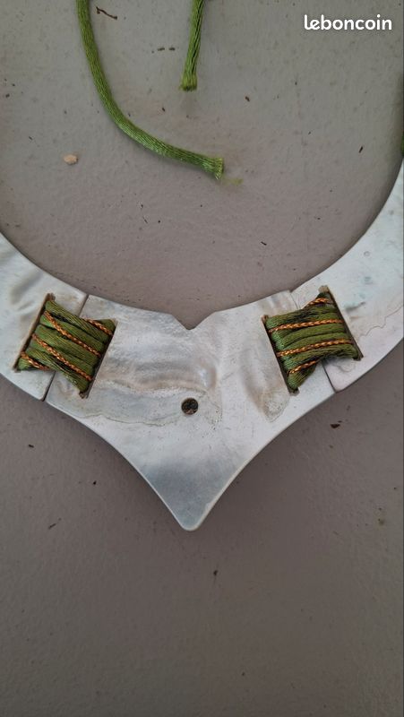 Collier Rétro Vintage Perles Nacrées - Métal Argenté - Occasion - Bijou Ancien