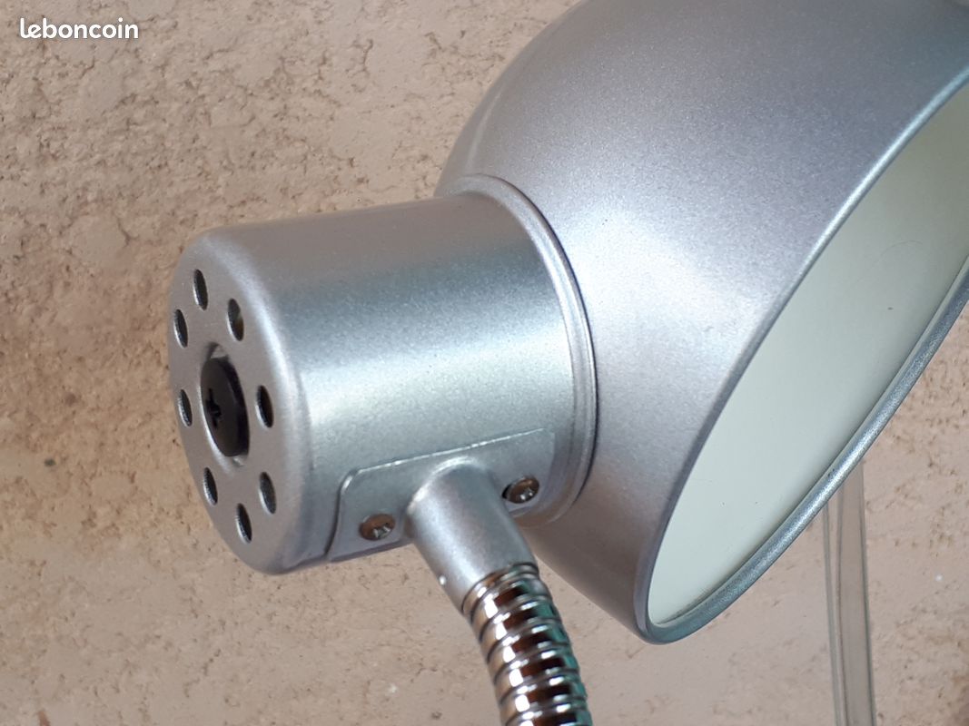Lampe bureau industriel, métal gris, vintage. TBE (image 8)
