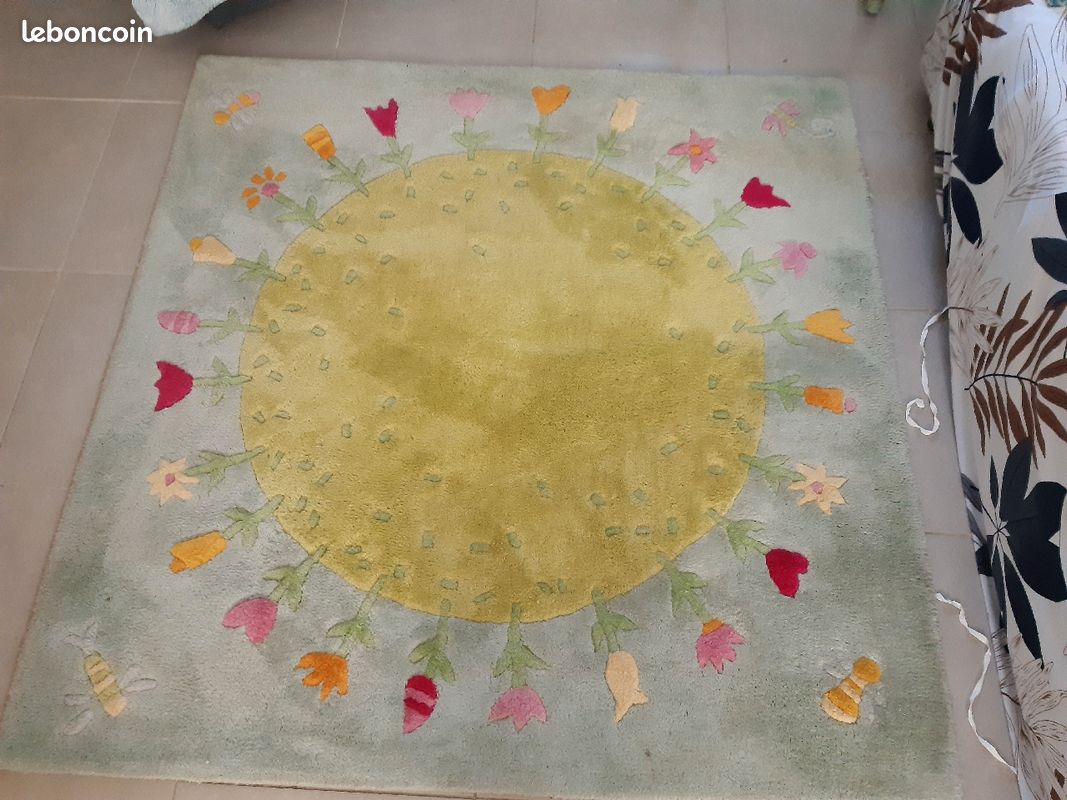 Tapis épais 100% laine 150x150 idéal chambre d'enfant (image 2)