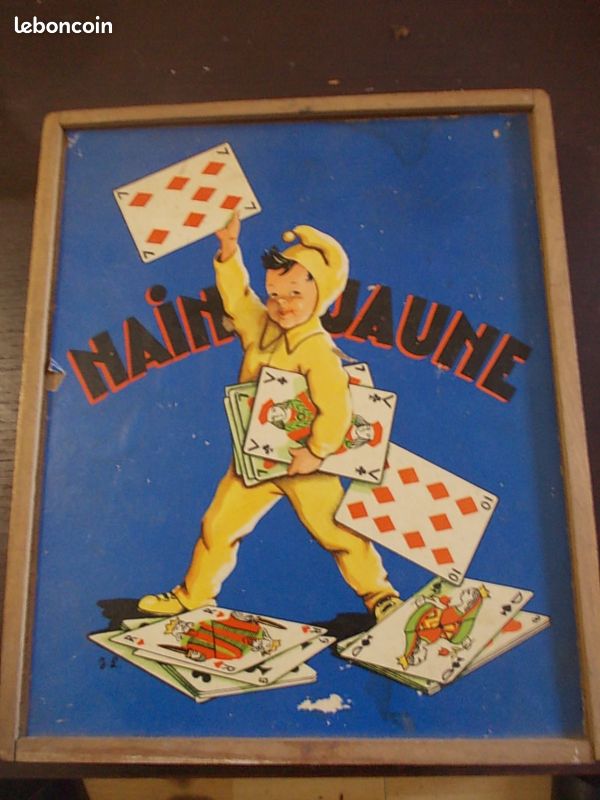 JEU ANCIEN DE nain jaune dans un coffret en bois EUR 15,00 - FR