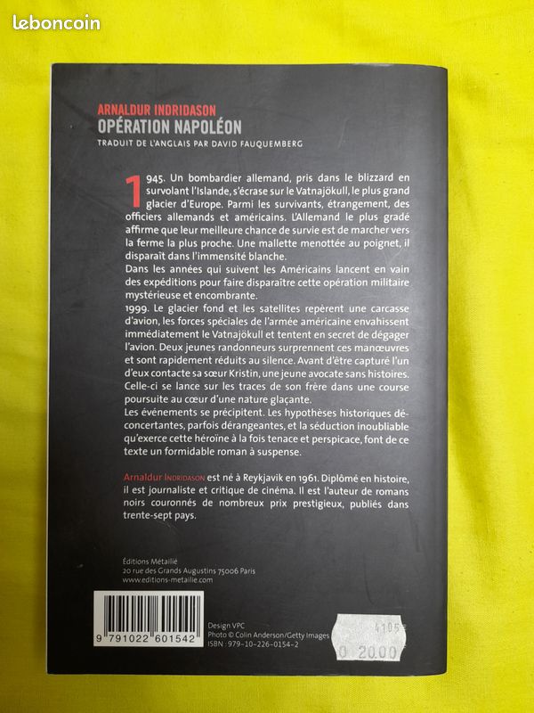Livre Opération Napoléon d'Arnaldur Indridason (image 2)