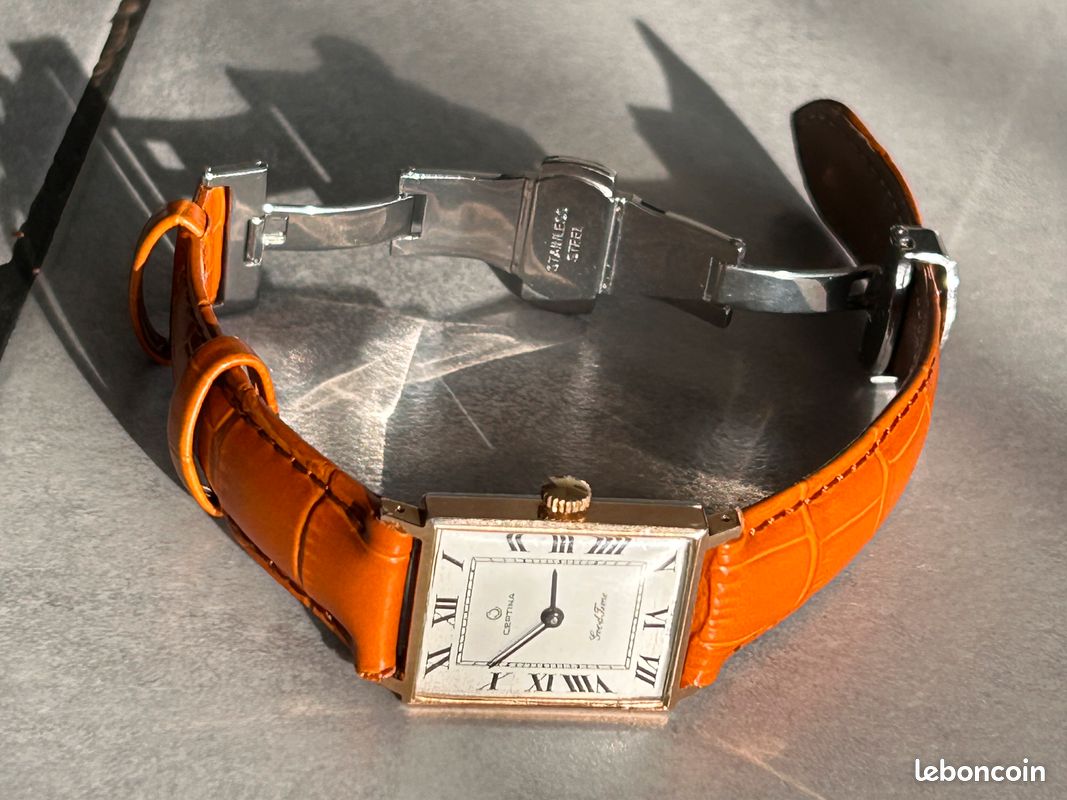 Montre Certina Tank Vintage - Boîtier 35/22 Mm Plaqué Or, Mécanique Manuelle - Occasion Fonctionnelle