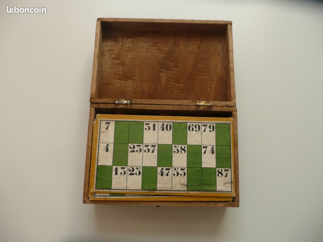 Jeu ancien de loto complet en bois