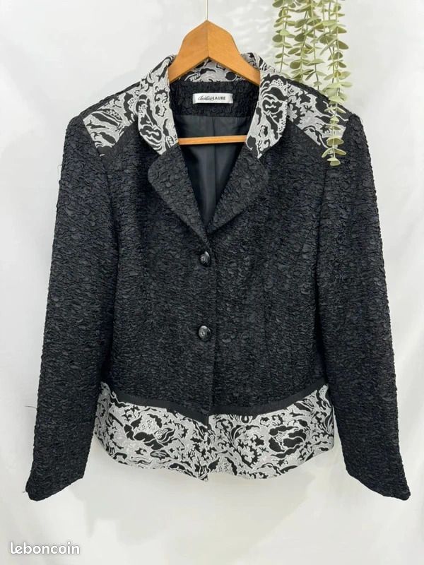 Blazer Femme Élégant Col Revers Fleuri - Veste Chic Bureau Et Soirée - LAOSU