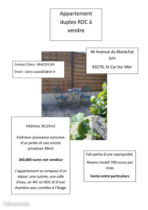 Appartement 2 pièces 30 m² · à Saint-Cyr-sur-Mer · 30,3 m² · 240 000 €