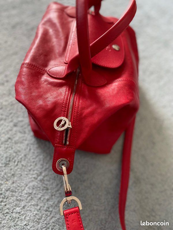Sac pliage longchamp cuir rouge (image 4)