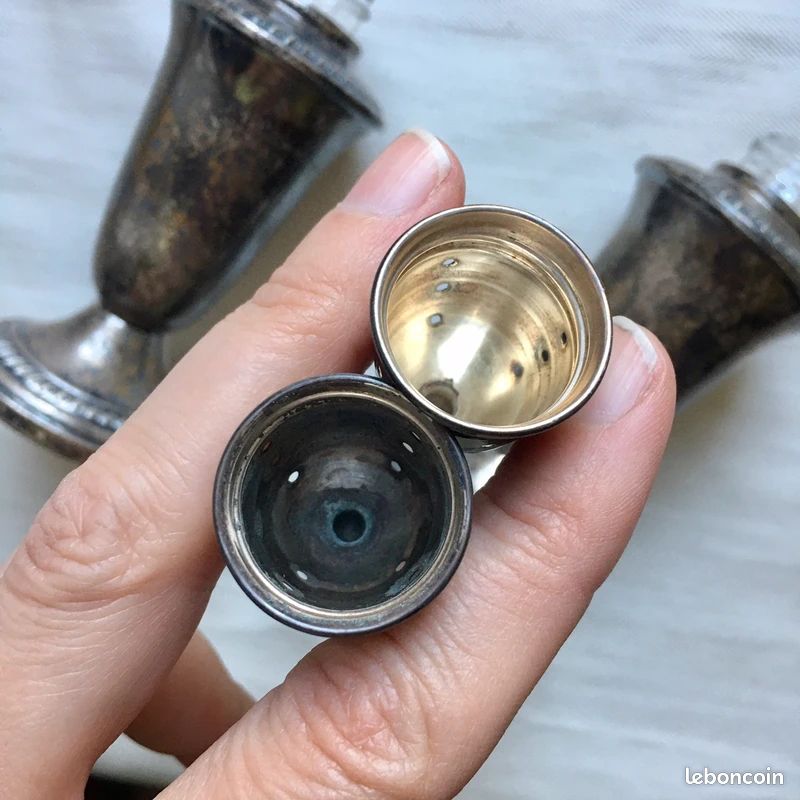 Salière Poivrière Argent Sterling Vintage Crown (US) (image 12)