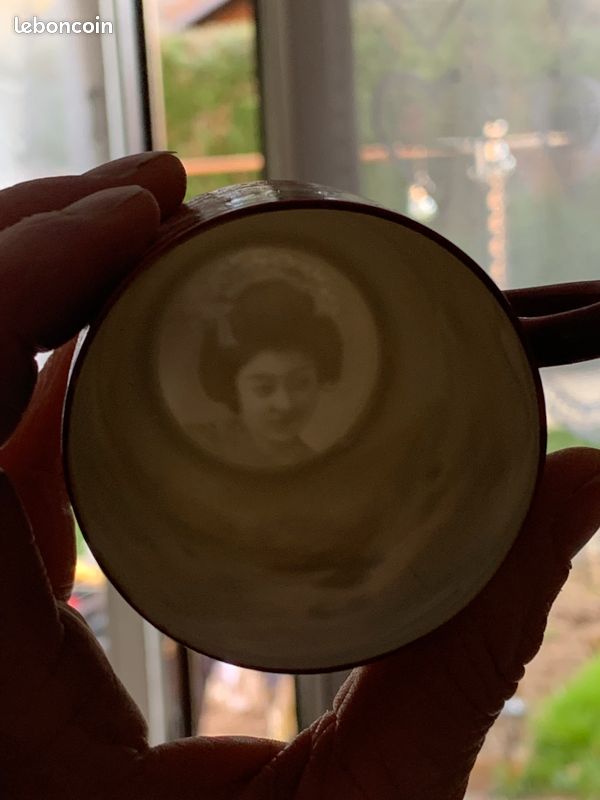 6 Tasses à Thé +Soucoupes Vintage Gheisha Porcelaine Ultra Fine (image 7)