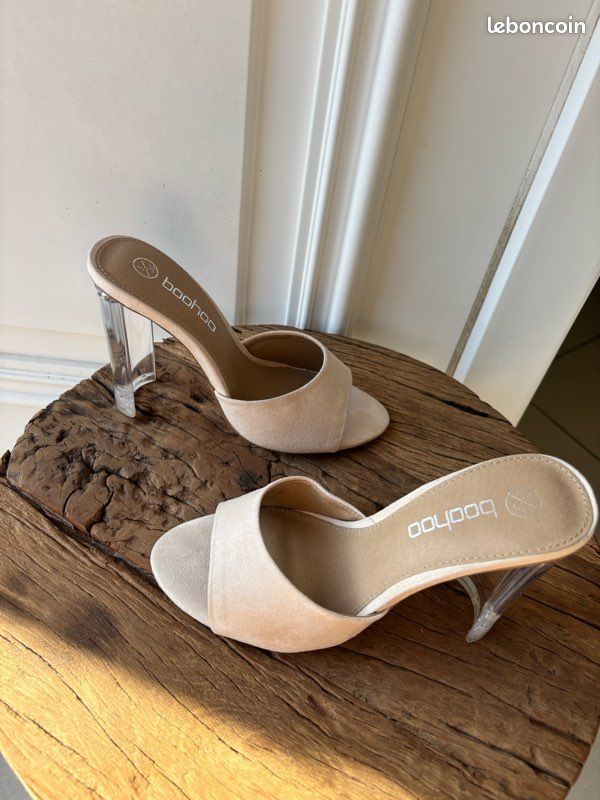 Mule à talon Boohoo beige en taille 36 Chaussures