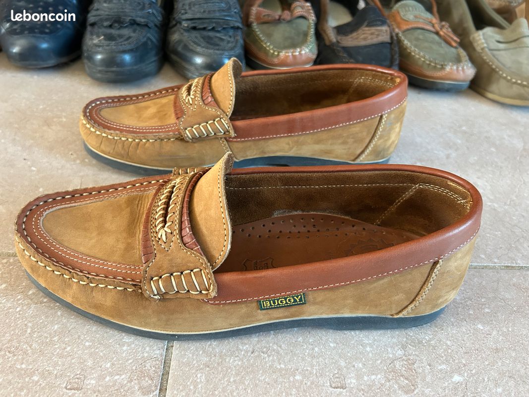 444 Mocassins en cuir marron : Buggy. Taille 43. Très très bon état. (016) (image 4)