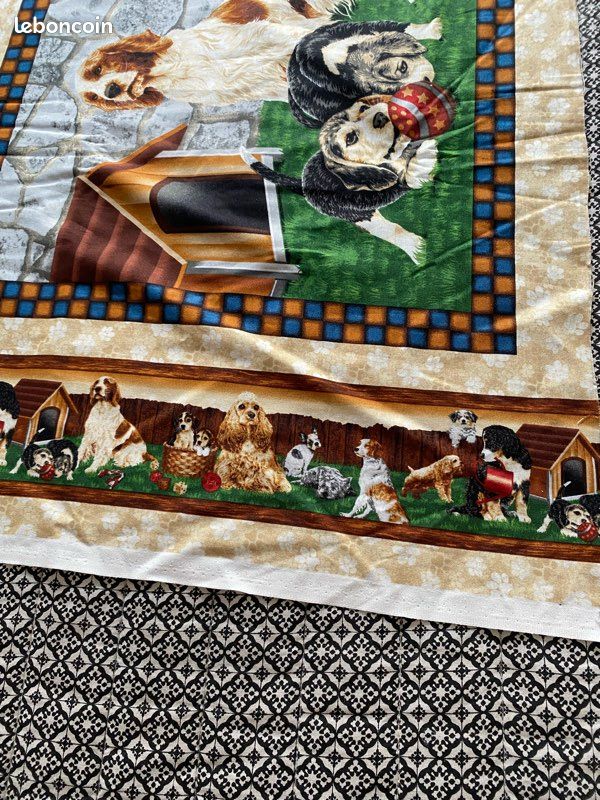 Coupon De Tissu Coton Enfant - Motif Chiens, Idéal Pour Couture Et Loisirs Créatifs