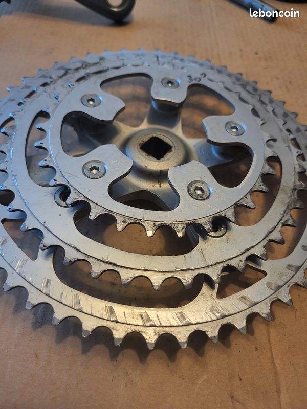 PÉDALIER, CRANKSET VÉLO vintage, PEUGEOT, SOLIDA, double plateaux 42-52 FRANCE EUR 19,00 - FR