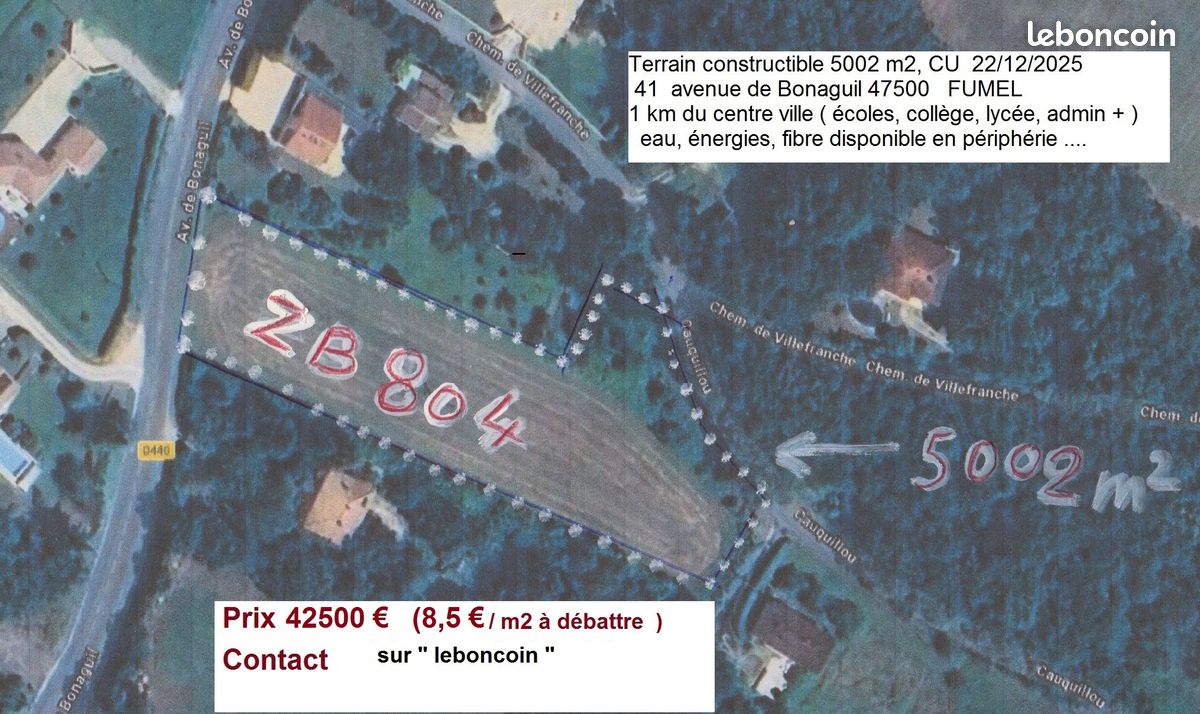 Terrain à bâtir Fumel 5000 m2 42 500 · 42 500 €