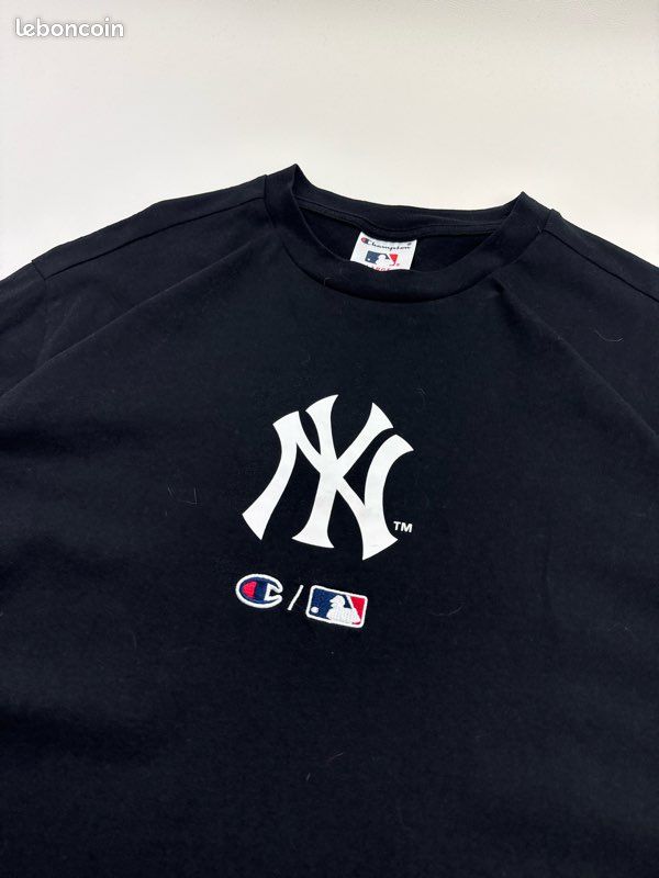 T-shirt Noir Champion New York Yankees 90’s Vintage L (image 2)