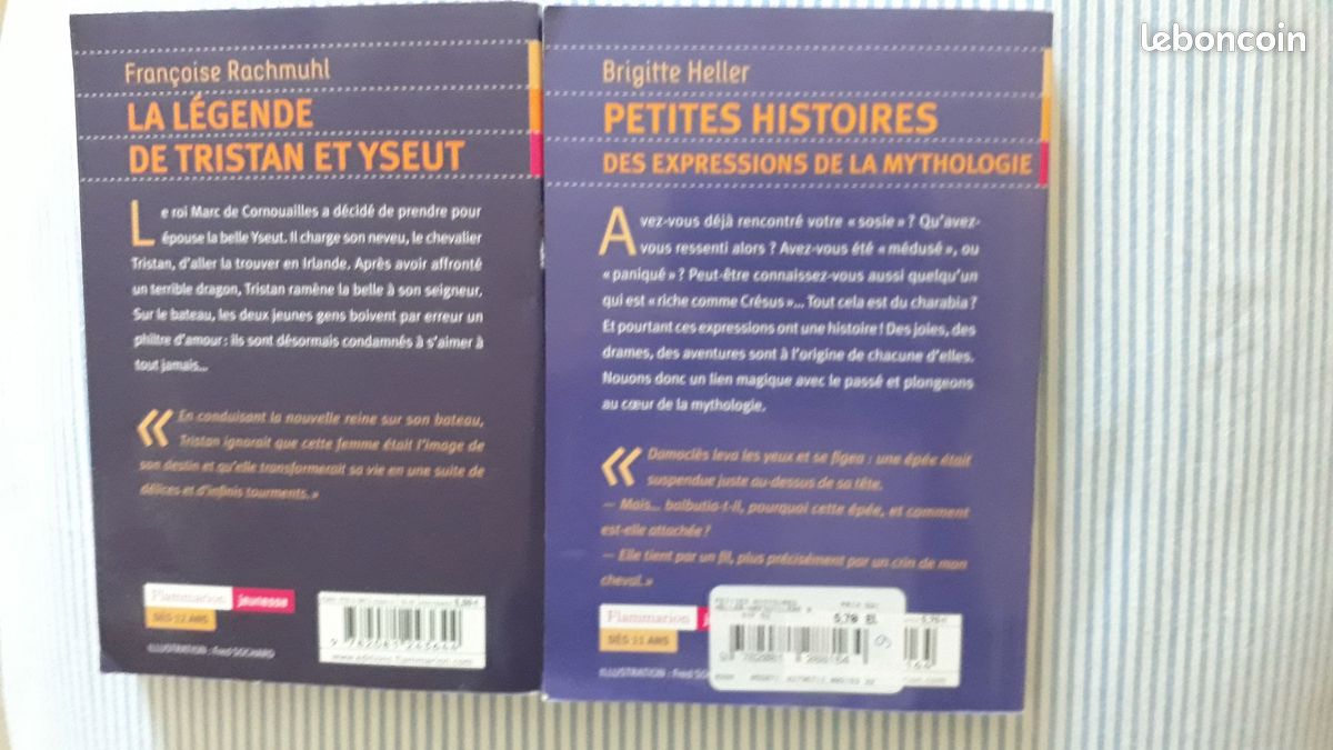 Lot 2 livres- Légende "Tristan et Yseut" &"Petites histoires de la Mythologie" (image 2)