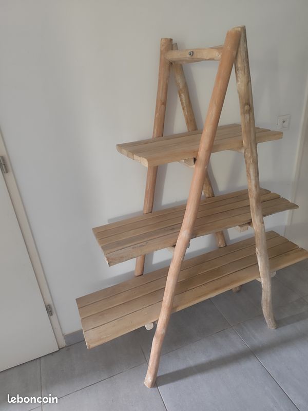 Meuble étagère en bois brut style naturel bohémien (image 3)