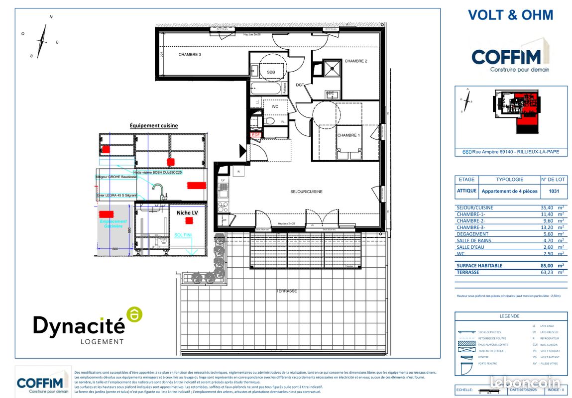Appartement 4 pièces 85 m² · à Rillieux-la-Pape · 85 m² · 1 225 €