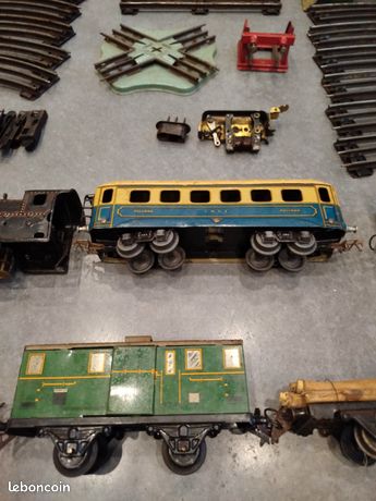 ANCIEN TRAIN MÉCANIQUE année 50 de marque Hornby meccano avec ses rails