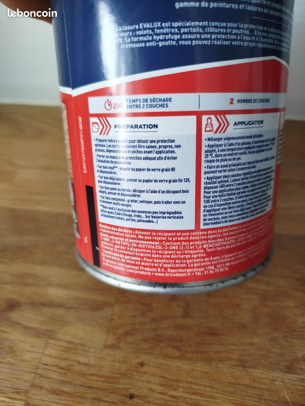 Lasure bois chêne moyen 0,75 L satin EVALUX (image 5)