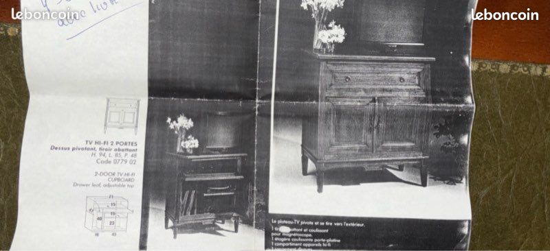 Meuble TV hi-fi 2 portes en bois (image 8)