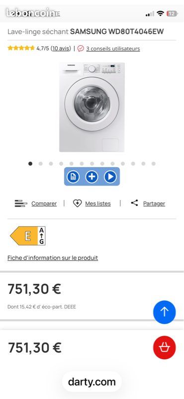 Lave linge séchante (image 2)