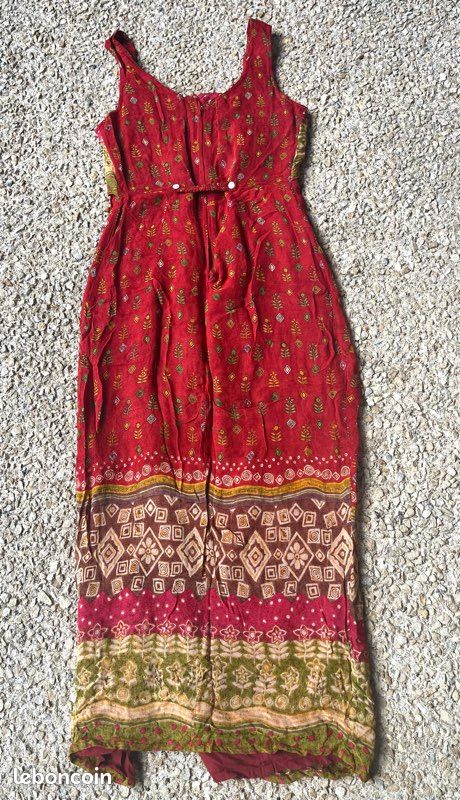 Robe Folklorique Bordeaux Et Noire René Derhy Taille S - Style Caftan, Occasion Très Bon état
