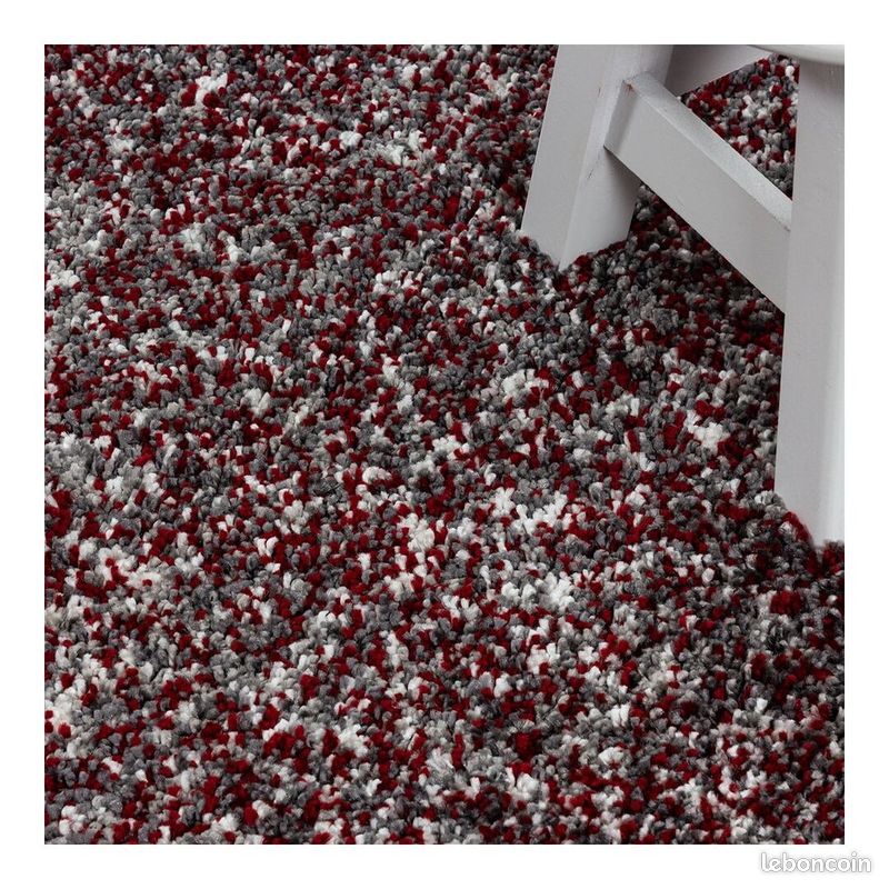 Tapis shaggy rectangle bicolore moderne Benno Rouge 80x250 (image 7)