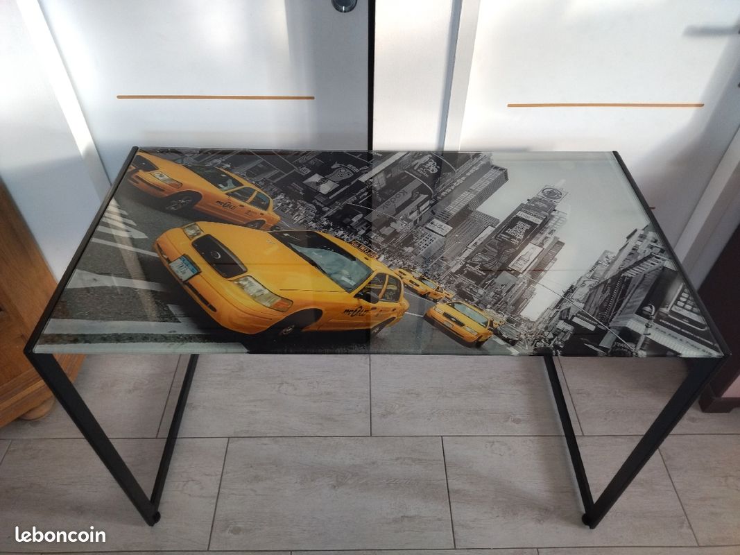 ✅ Bureau verre trempé Taxi jaune new-yorkais nickel 👌 (image 2)