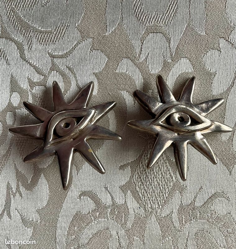 Boucles D'Oreilles Vintage Satellite Années 80 – Clips Métal Argenté