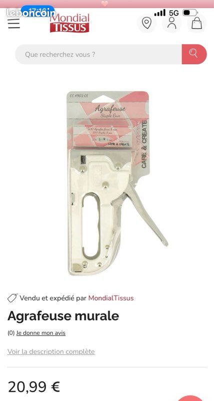 Agrafeuse et recharges mondial tissus (image 1)