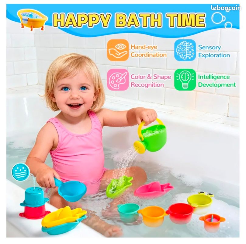 KADAYAY 12 Jouets De Bain Sans Moisissures – Animaux Marins, épuisette, Moulin à Eau, Dès 6 Mois