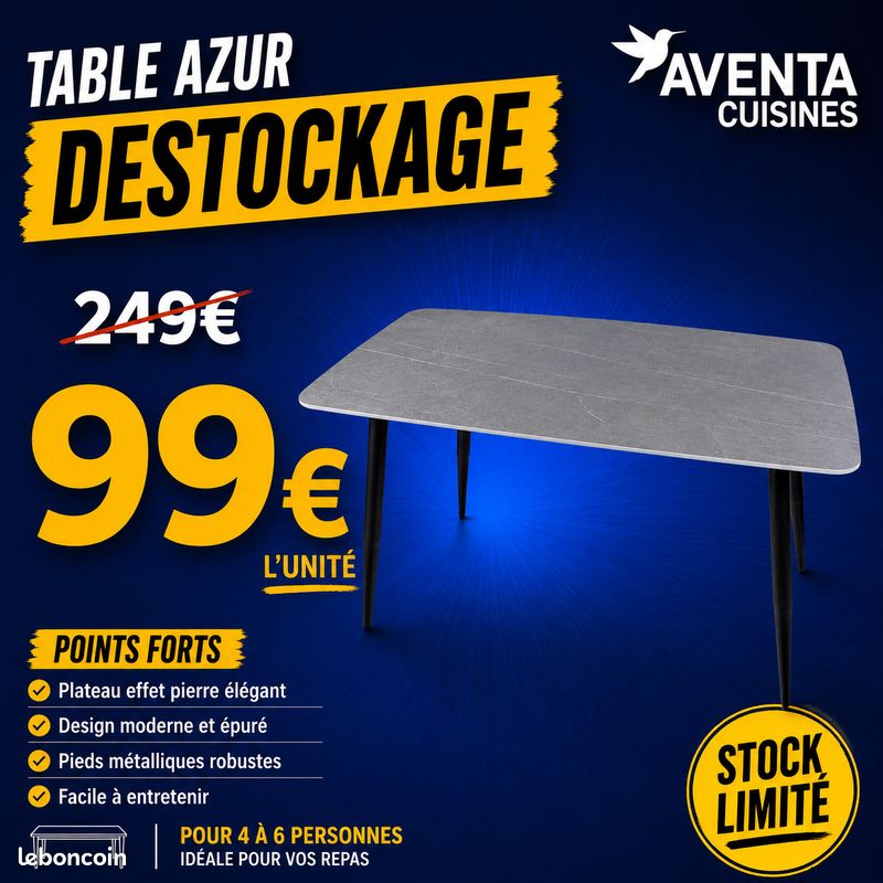 Table AZUR céramique grise design moderne neuf sous emballage (image 5)