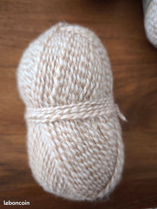 4 pelotes de laine Phildar "Frimas" chiné beige et blanc (image 3)